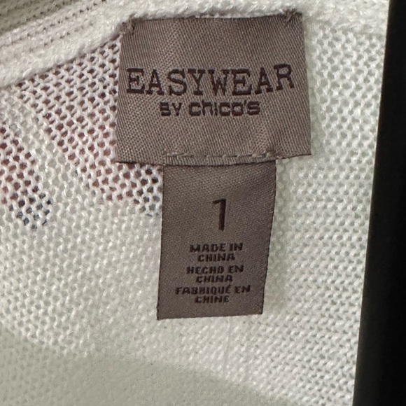 Chico's Easywear Ribbed White Short Sleeve summer sweater Tee - Picture 2 of 9
